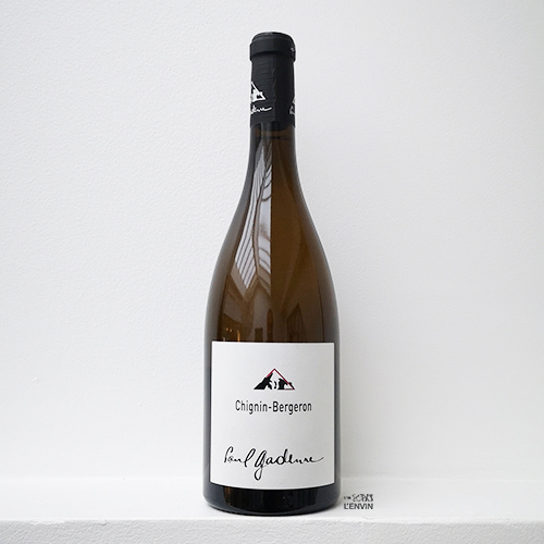 Bouteille de vin blanc Chignin Bergeron 2019, du vigneron Paul Gadenne du domaine en agriculture biologique à Chignin en Savoie, distribué par l'envin agent sur paris ile de france loiret lenvin